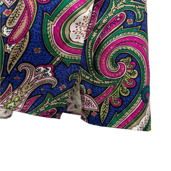 Talbots 100% Silk Paisley Floral Sleeveless Blue Pink Green Luxury Top, 12P - Picture 6 of 10